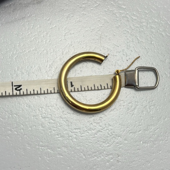 10K Vermeil 925 Gold Fill Hollow Hoop Earrings - Picture 6 of 6